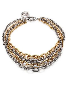 Giles & Brother Two Tone Pave Multi Chain Necklace   Gold Silver
