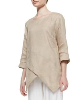 Womens Linen Asymmetric Long Tunic   Go Silk