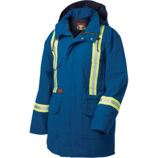 Tough Duck Flame Resistant Parka with Reflective Stripes   Royal Blue, Small,