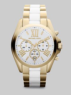 Michael Kors Goldtone Stainless Steel & Ceramic Chronograph Watch   Gold White
