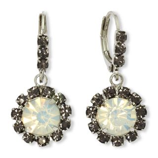 Vieste Silver Tone Crystal and Rhinestone Drop Earrings, White