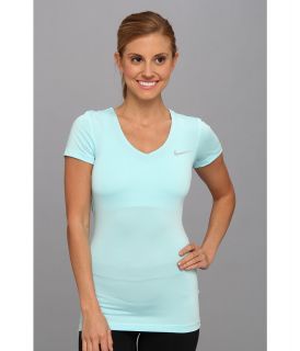 Nike Pro S/S V Neck Top Womens T Shirt (Blue)
