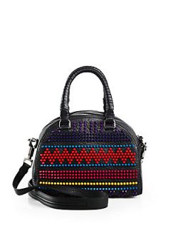 Christian Louboutin Multicolor Studded Leather Bowling Satchel   Black