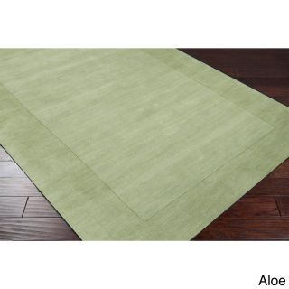 Hand Loomed Bergn Solid Bordered Tone on tone Wool Area Rug (6 X 9)