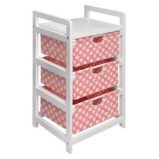 White 3 Drawer Hamper/Storage   Pink/Polka Dots