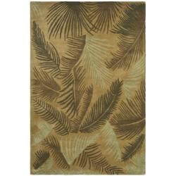 Handmade Ferns Gold New Zealand Wool Rug (76 X 96)