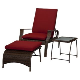 Threshold Rolston 3 Piece Wicker Patio Lounge Furniture Set   Red