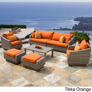Rst Brands Rst Brands Cannes 8 piece Sofa Club Chair And Ottomans Set Orange Size 8 Piece Sets
