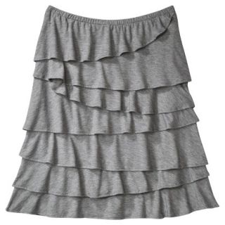 Merona Womens Knit Ruffle Skirt   Heather Gray   M
