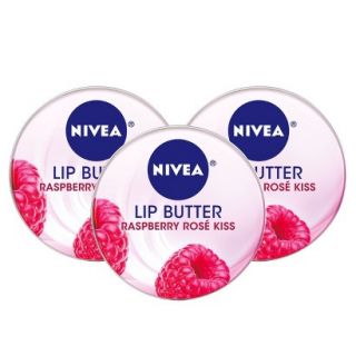 NIVEA Lip Butter Tin Raspberry Ros� Kiss   3 Pack