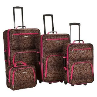 Rockland Safari 4 pc. Rolling Luggage Set   Pink Leopard