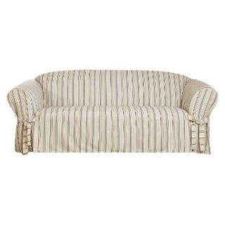 Sure Fit Seaside Stripe Sofa Slipcover   Gray