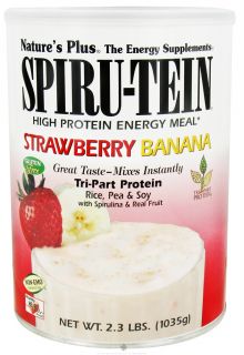 Natures Plus   Spiru Tein High Protein Energy Meal Strawberry Banana   2.3 lbs.