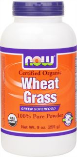 NOW Foods   Wheat Grass Powder Organic Non GE   9 oz.