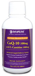 MRM   Co Q 10 100mg Liquid with L Carnitine 1000mg Orange   16 oz.