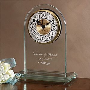 Personalized Glass Wedding Clock   Everlasting Love Design