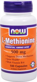 NOW Foods   L Methionine 500 mg + B 6 10 mg 500 mg.   100 Capsules