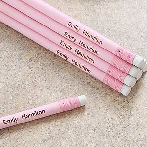 Pink Personalized Pencil Set for Girls