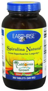 Earthrise   Spirulina Natural Green Super Food For Longevity 500 mg.   360 Tablets
