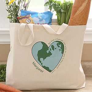 Personalized Large Canvas Reusable Shopping Bags   Go Green