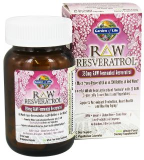 Garden of Life   Raw Resveratrol RAW Fermented Resveratrol 350 mg.   60 Capsules