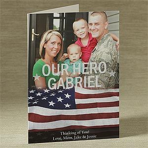 Photo Personalized Military Greeting Cards   American Flag