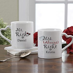 Mr and Mrs Right Personalized Wedding Coffee Mug Set