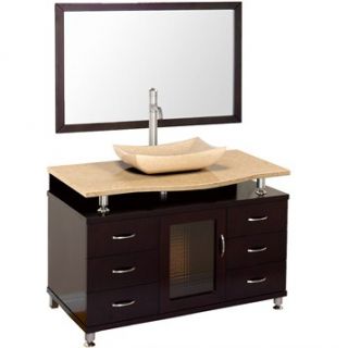Accara 48 Bathroom Vanity with Drawers   Espresso w/ Ivory Marble Counter