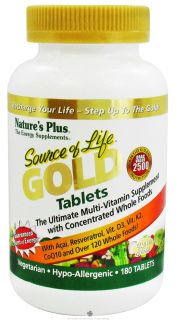 Natures Plus   Source of Life Gold Tablets Ultimate Multi Vitamin with Concentrated Whole Foods   180 Tablets