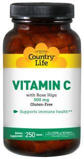 Country Life   Vitamin C with Rose Hips 500 mg.   250 Tablets