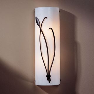 Forged Leaf and Stem Glass Wall Sconce