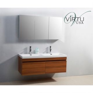 Virtu USA 55 Zuri Double Sink Bathroom Vanity with Polymarble Countertop   Plum