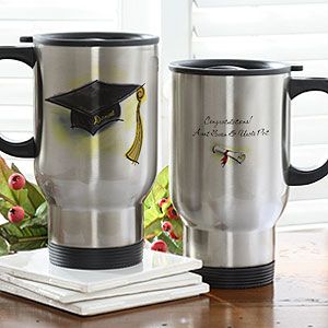 Graduation Cap & Diploma Personalized Travel Coffee Mug