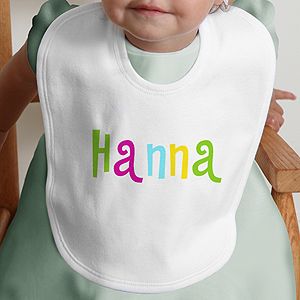 Personalized Baby Bib   Hot Pastel Design