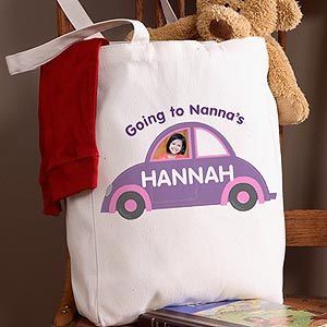 Kids Personalized Photo Tote Bag   Sleep Over