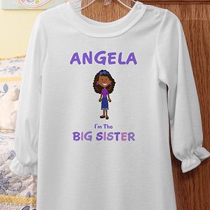 Personalized Girls Nightgown   Im The Sister Cartoon Character