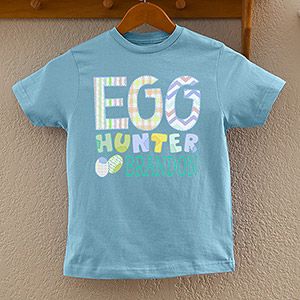 Personalized Kids Easter T Shirts   Egg Hunter