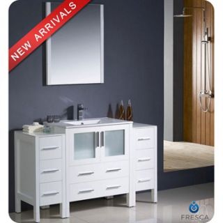 Fresca Torino 54 White Modern Bathroom Vanity with 2 Side Cabinets & Integrated