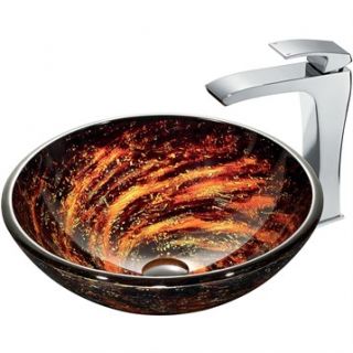 VIGO Northern Lights Glass Vessel Sink and Faucet Set in Chrome