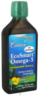 Carlson Labs   Norwegian EcoSmart Omega 3 Liquid Lemon Flavored   6.7 oz. Formerly CalaOmega High DHA Omega 3 From Calamari