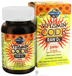 Garden of Life   Vitamin Code RAW D3 2000 IU   60 Vegetarian Capsules
