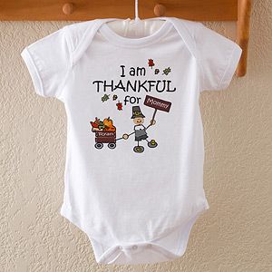 Personalized Baby Bodysuit   Thanksgiving Pilgrim