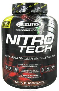 Muscletech Products   Nitro Tech Performance Series Whey Isolate Chocolate   4 lbs.