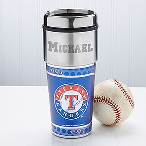 Personalized Baseball Travel Mugs   Texas Rangers