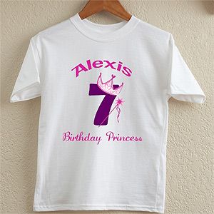 Girls Personalized Birthday Princess Kids T Shirt