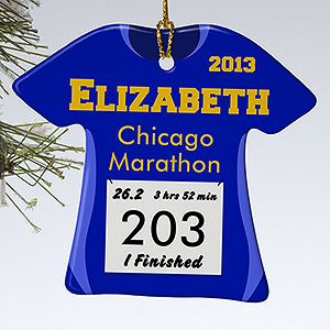 Personalized Christmas Ornaments   Race Day Running Bib