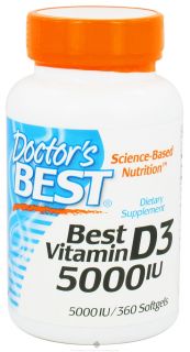 Doctors Best   Best Vitamin D3 5000 IU   360 Softgels