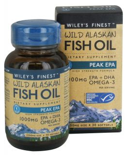 Wileys Finest   Wild Alaskan Fish Oil 1000mg EPA + DHA Peak EPA   30 Softgels