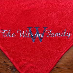 Red Personalized Fleece Blanket   Name & Monogram