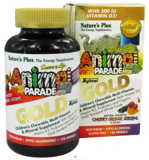 Natures Plus   Source of Life Animal Parade Gold Childrens Chewable Multi Vitamin & Mineral Natural Assorted Cherry, Orange, Grape Flavors   120 Chewable Tablets DAILY DEAL